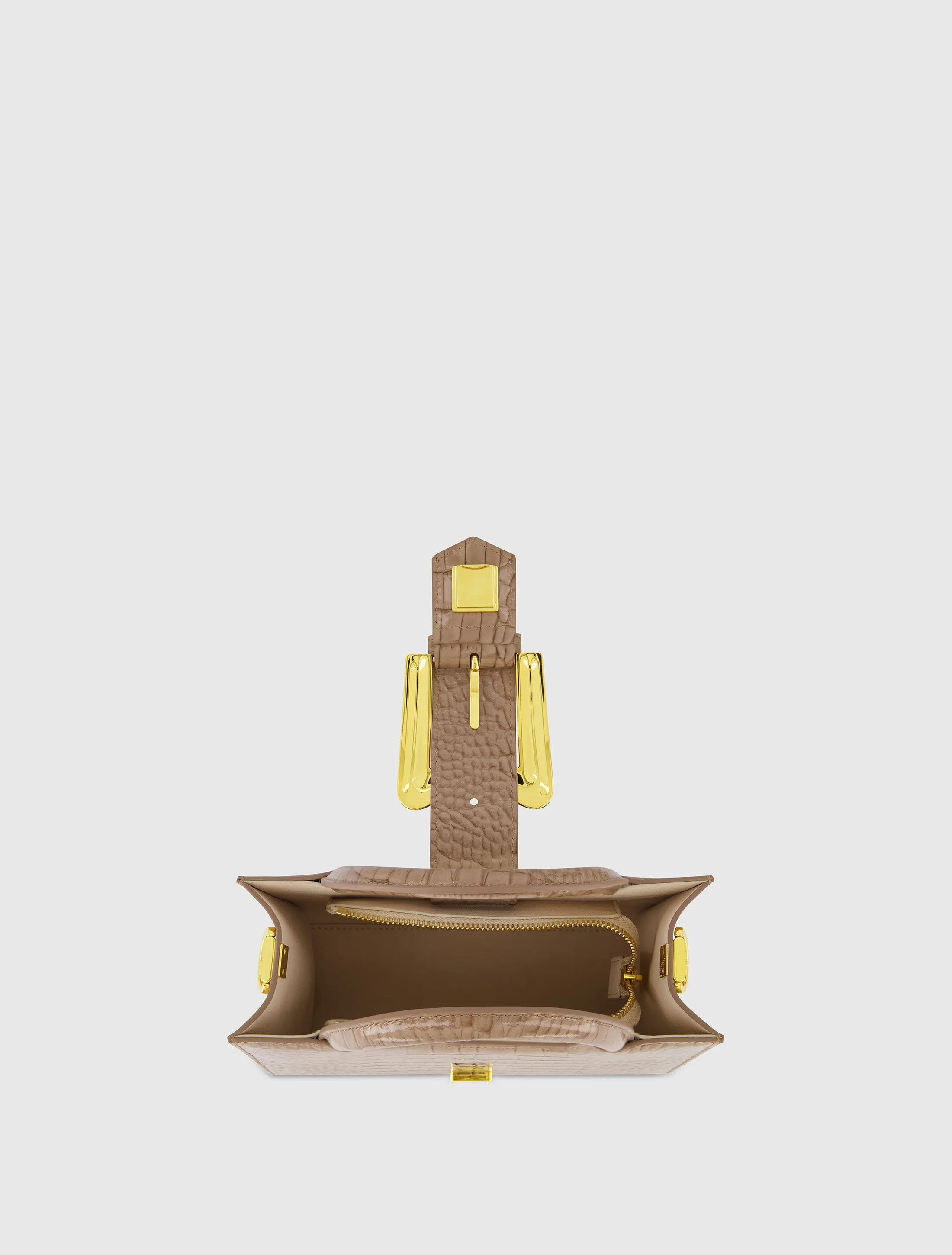 Brown Crocodile Leather Tote Bag With Gold Buckle - FINAL SALE sold by Mac Duggal product image thumbnail 4