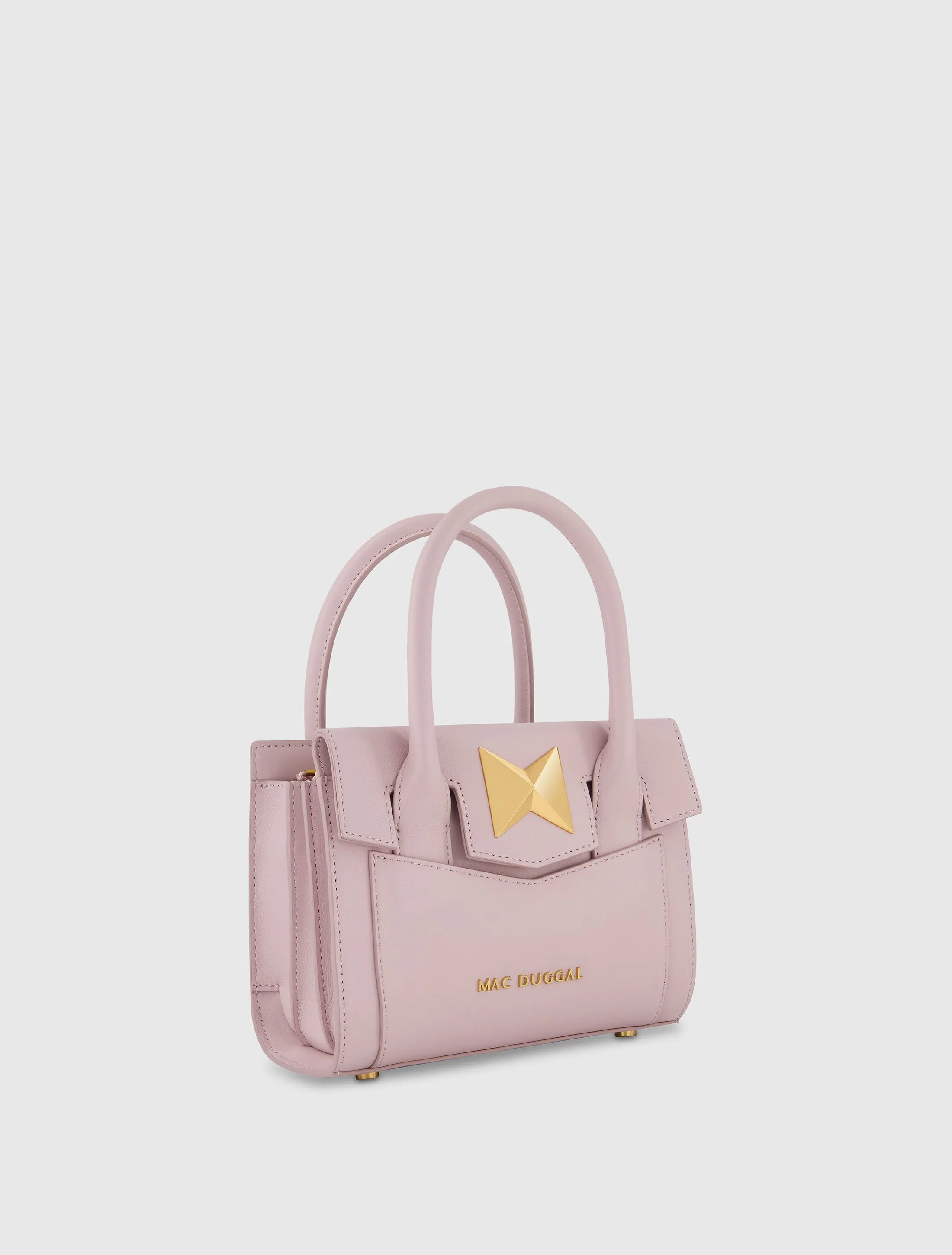 Purple Small Leather Tote Bag With Gold Hardware sold by Mac Duggal product image thumbnail 2