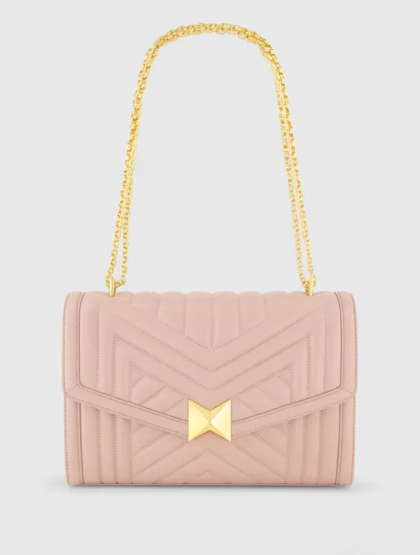 Pink Quilted Napa Leather Handbag With Gold Hardware - FINAL SALE sold by Mac Duggal