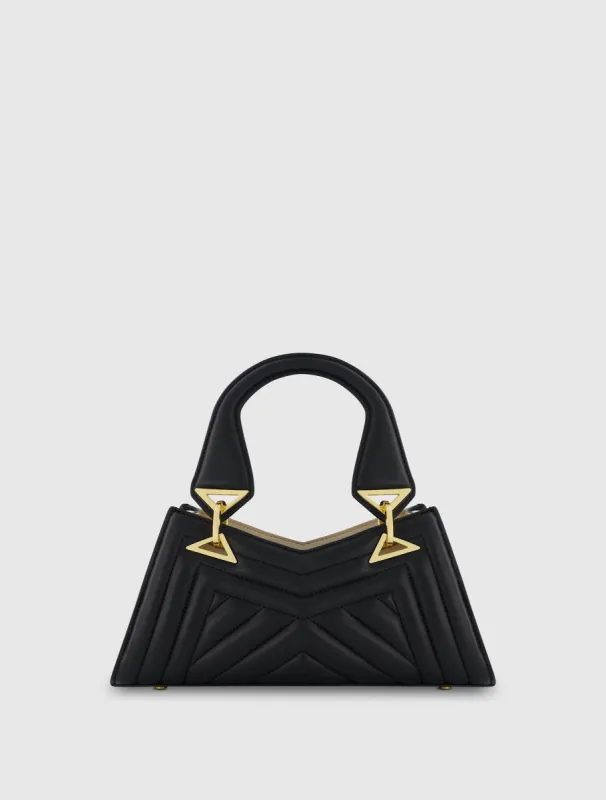 Black Angular Quilted Napa Leather Handbag sold by Mac Duggal