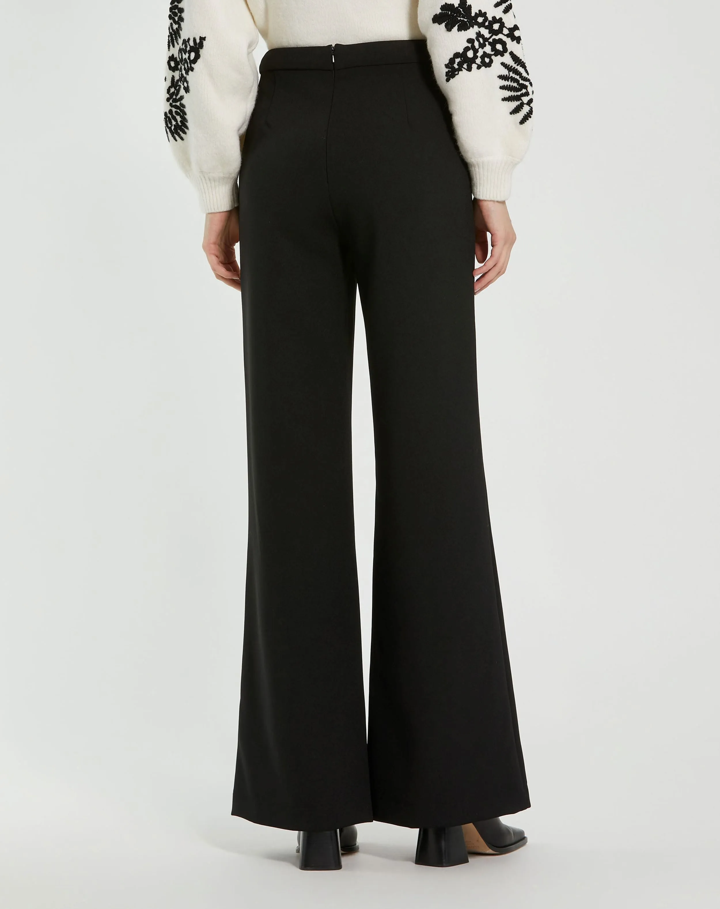 Black Classic Crepe Wide Leg High Waisted Trouser Pant - FINAL SALE sold by Mac Duggal product image thumbnail 4