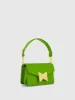 Green Mini Leather Shoulder Bag With Gold Hardware sold by Mac Duggal