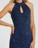 Navy Embellished Halter Neck Keyhole Gown sold by Mac Duggal