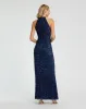 Navy Embellished Halter Neck Keyhole Gown sold by Mac Duggal