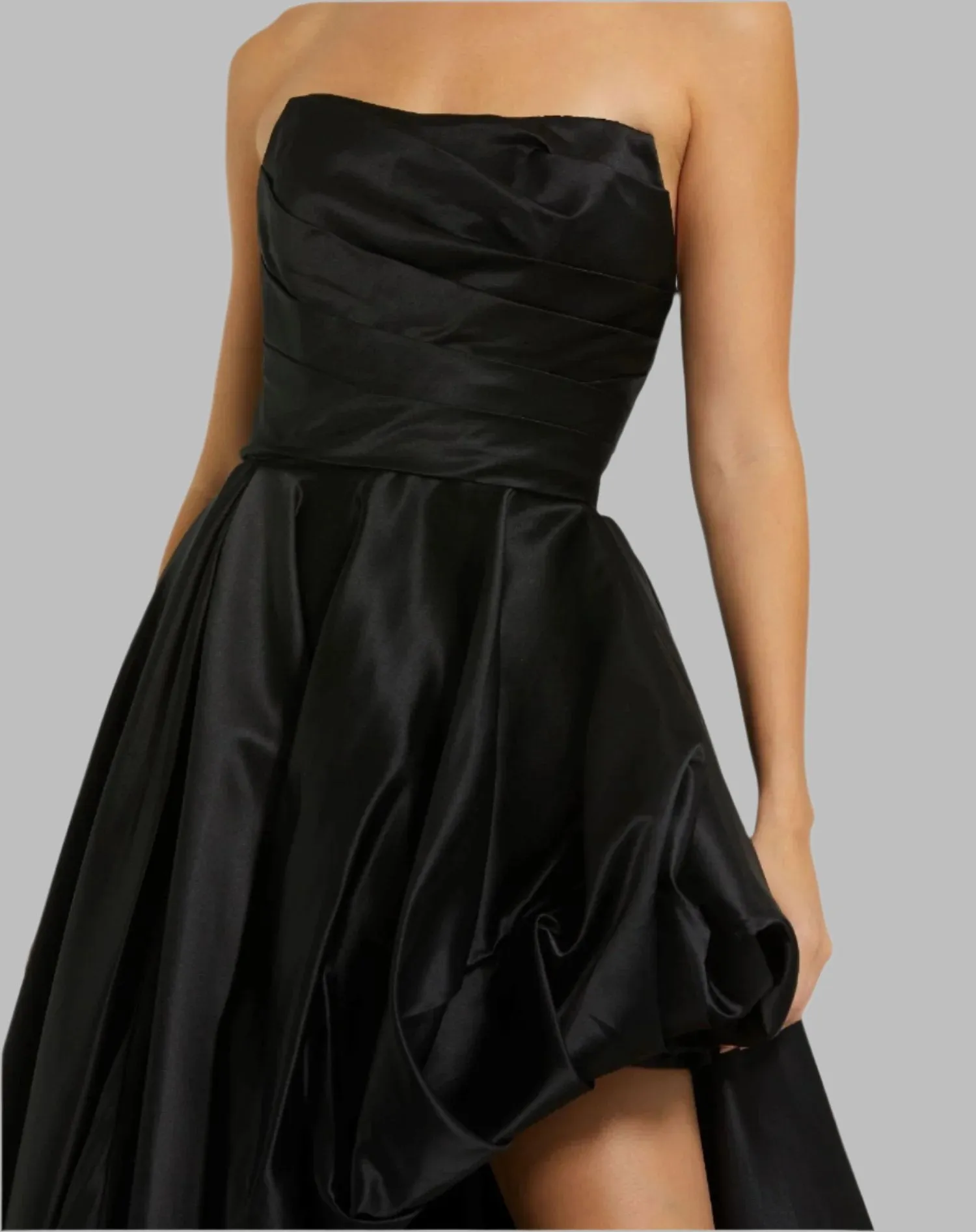 Black Strapless Ruched High Low Gown sold by Mac Duggal product image thumbnail 2
