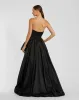 Black Strapless Ruched High Low Gown sold by Mac Duggal