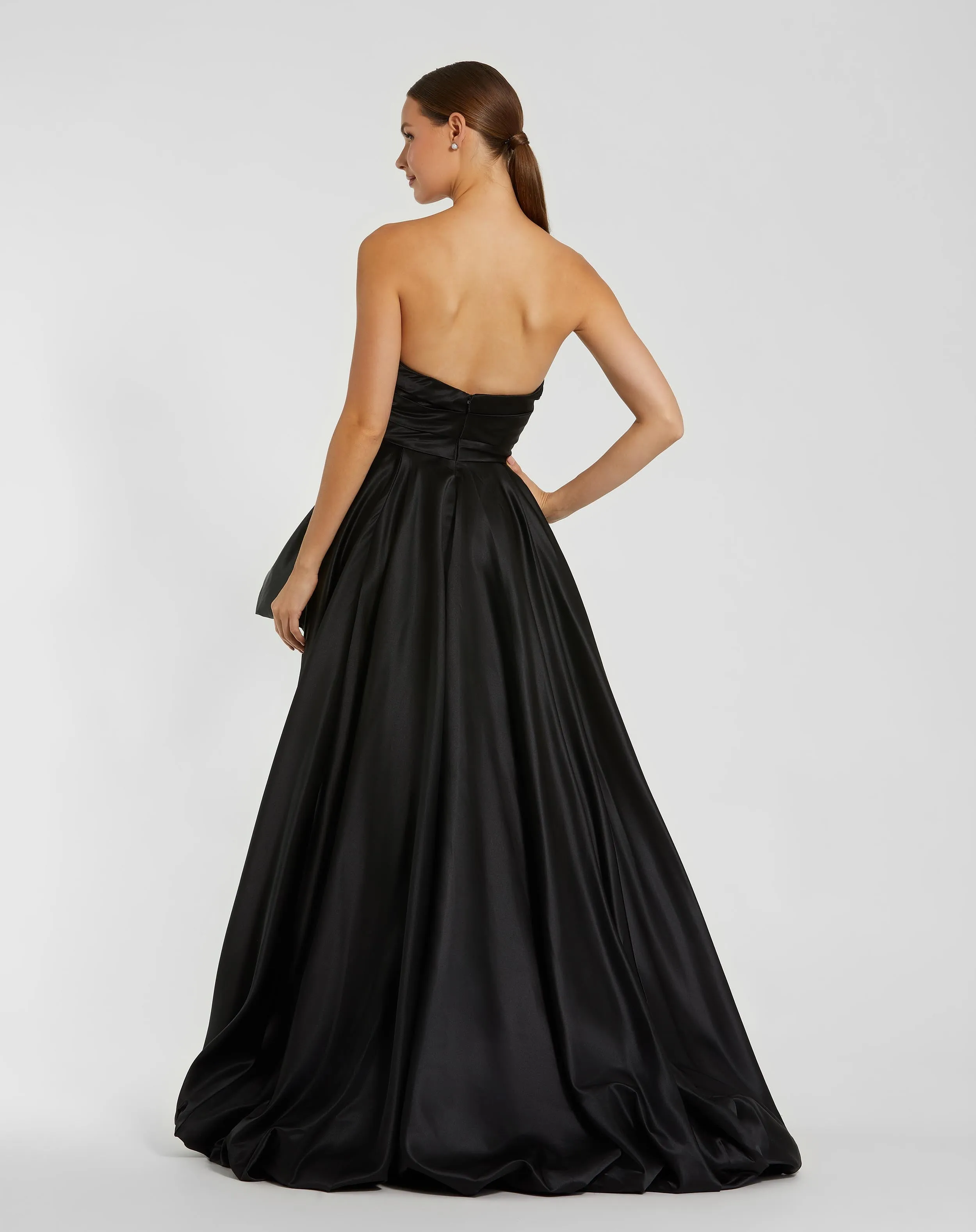 Black Strapless Ruched High Low Gown sold by Mac Duggal product image thumbnail 3
