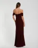 Red Off-the-Shoulder Velvet Bustier Gown sold by Mac Duggal