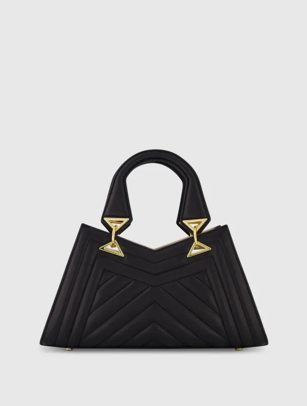 Black Quilted Napa Leather Angular Handbag sold by Mac Duggal