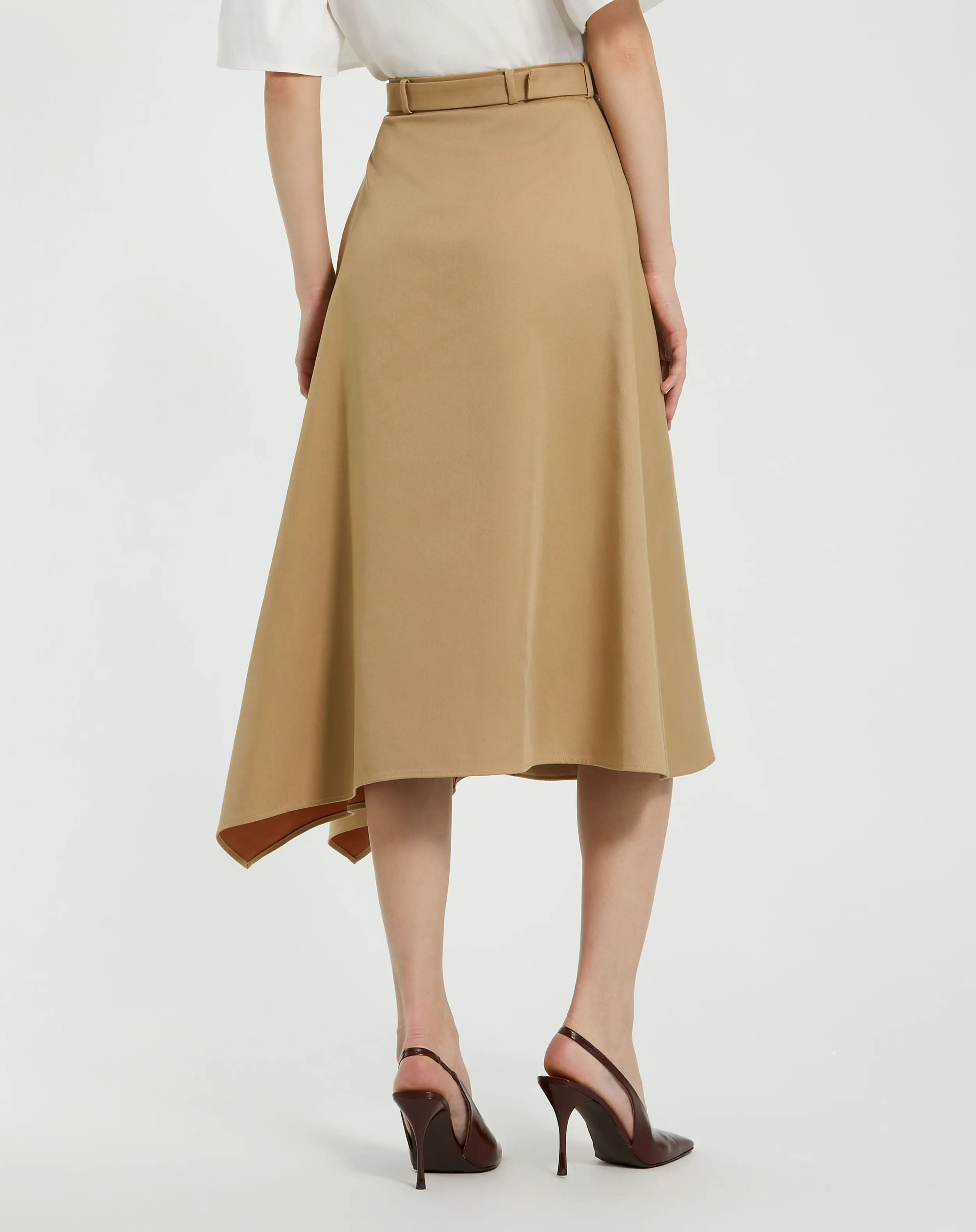 Beige Twill Midi Skirt With Buttons sold by Mac Duggal product image thumbnail 4