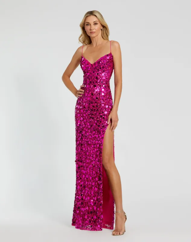 Embellished Spaghetti Strap Sweetheart Gown with Slit sold by Mac Duggal