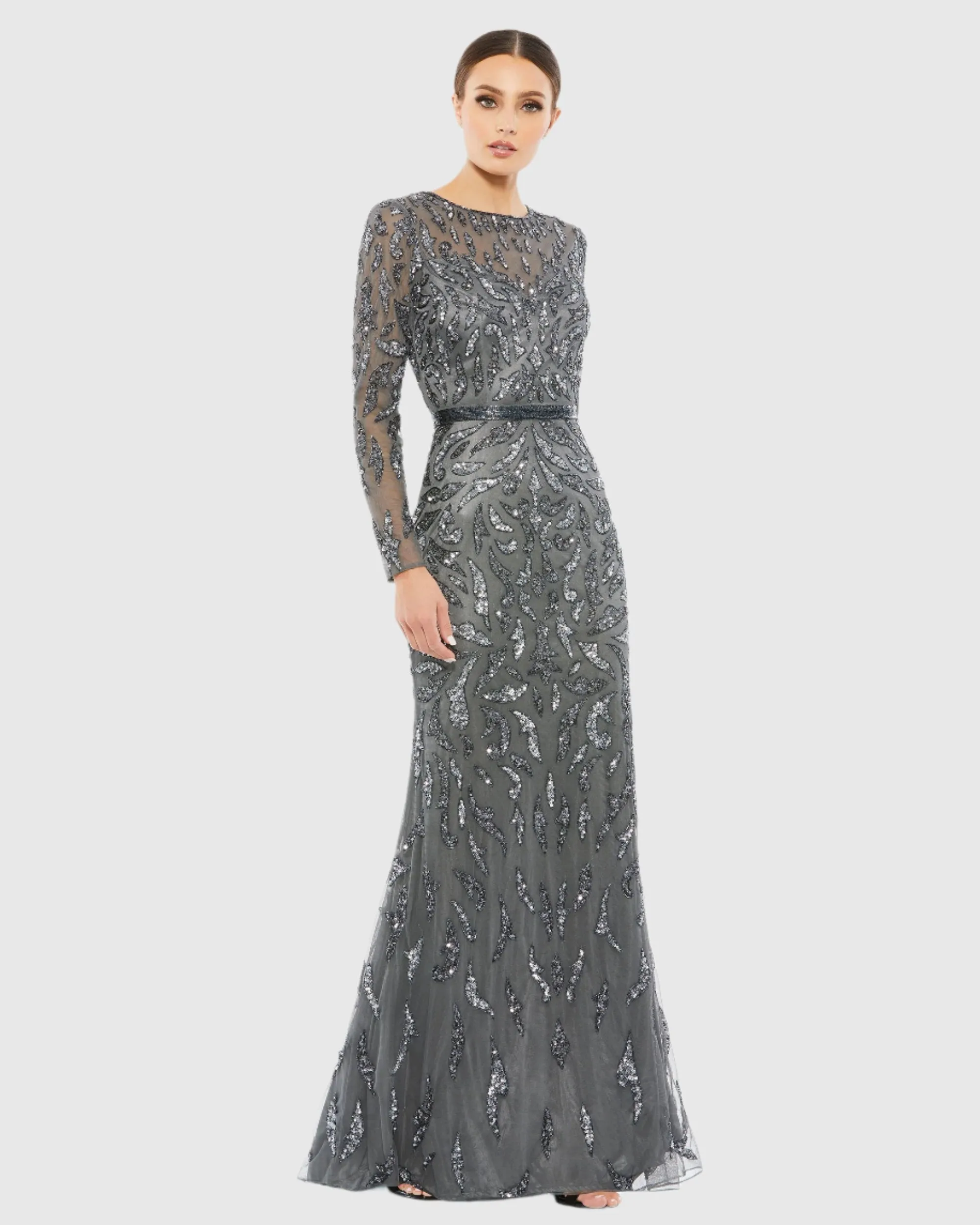 Beaded Long Sleeve Evening Gown sold by Mac Duggal product image thumbnail 4