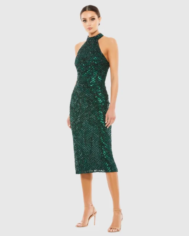 Embellished Halter Midi Dress sold by Mac Duggal