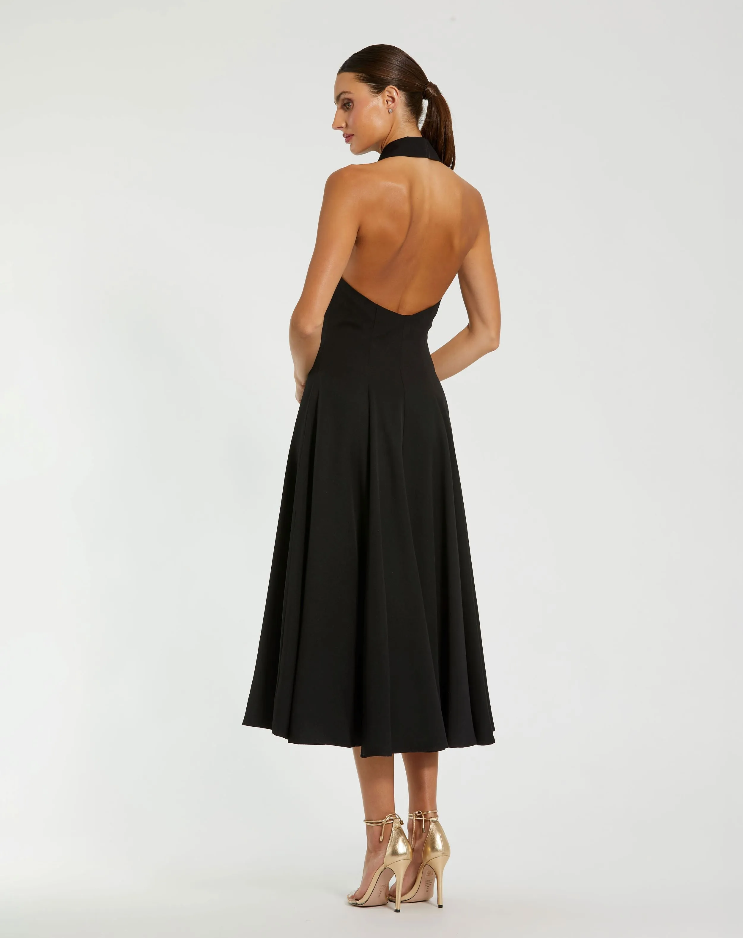 Black Halter Neck Sleeveless Blazer Midi Dress sold by Mac Duggal product image thumbnail 3