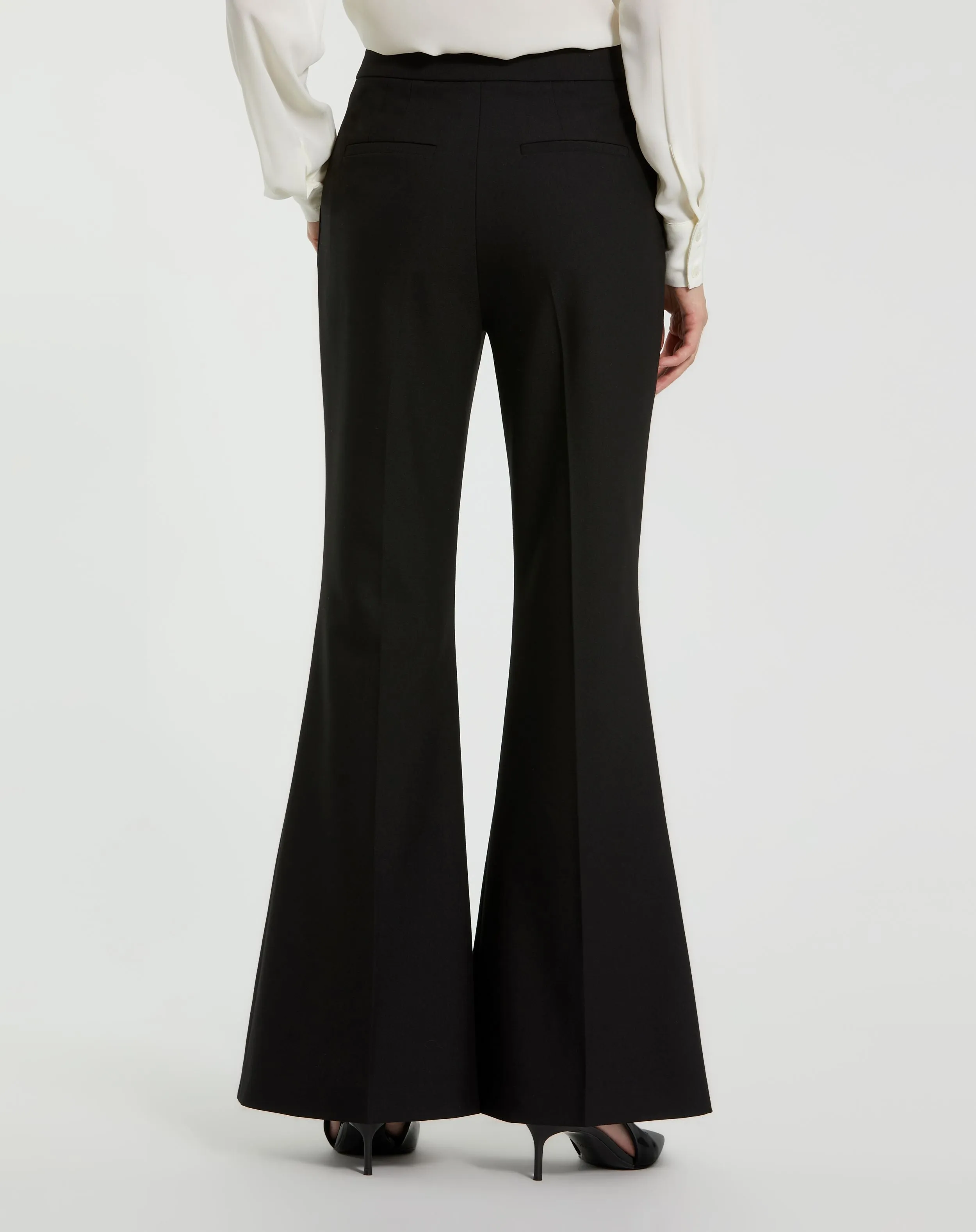 Black Classic Crepe Flared Trouser Pant - FINAL SALE sold by Mac Duggal