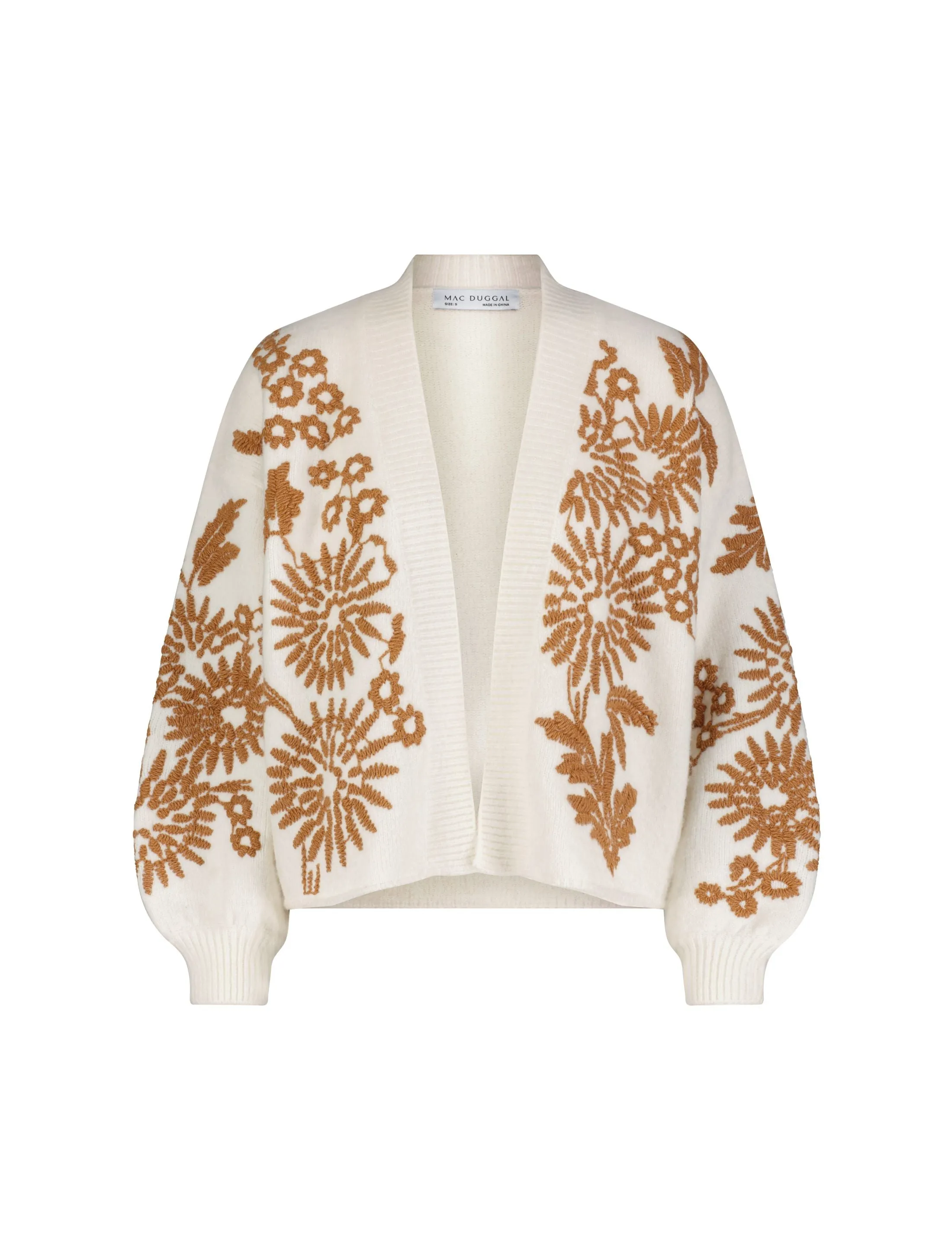 White Cropped Knit Cardigan With Floral Details sold by Mac Duggal product image thumbnail 2