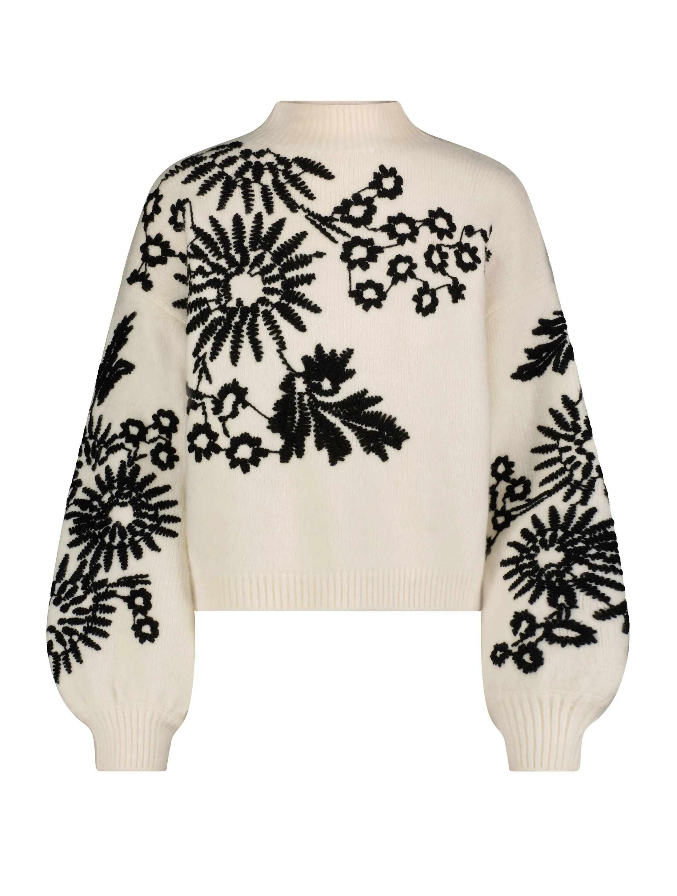 White Balloon Sleeve Cropped Mock Neck Knit Sweater sold by Mac Duggal product image thumbnail 2