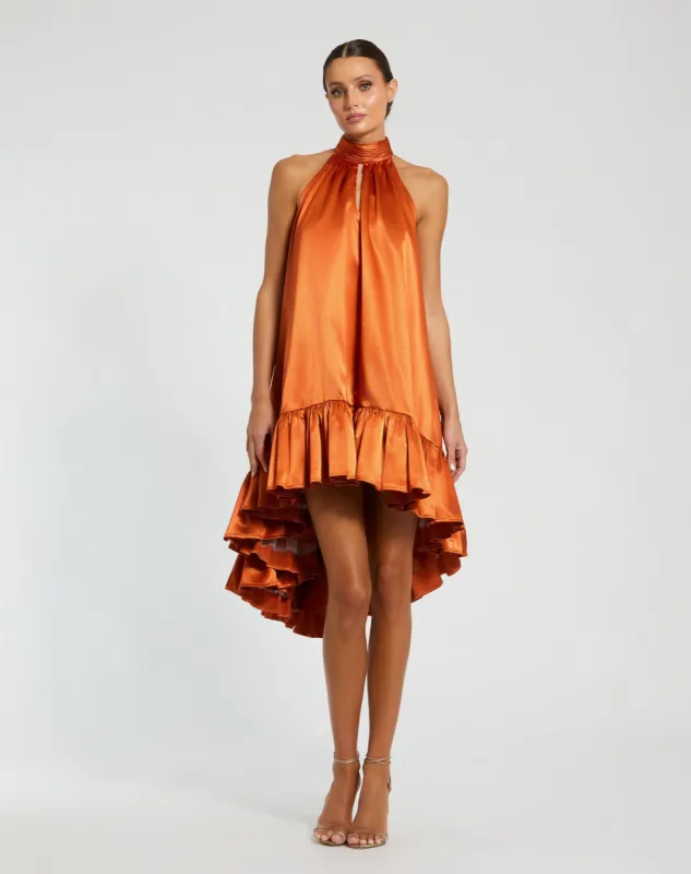 High Neck Satin Mini Dress With Keyhole sold by Mac Duggal