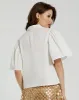 White Cotton Flare Ruffle Sleeve Button Up Top - FINAL SALE sold by Mac Duggal