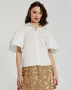 White Cotton Flare Ruffle Sleeve Button Up Top - FINAL SALE sold by Mac Duggal
