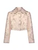 Pink Pearl Button Brocade Cropped Jacket sold by Mac Duggal