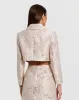 Pink Pearl Button Brocade Cropped Jacket sold by Mac Duggal