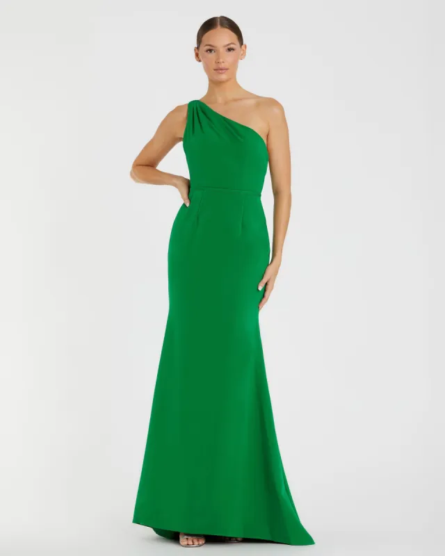 Green One Shoulder Crepe Mermaid Gown sold by Mac Duggal