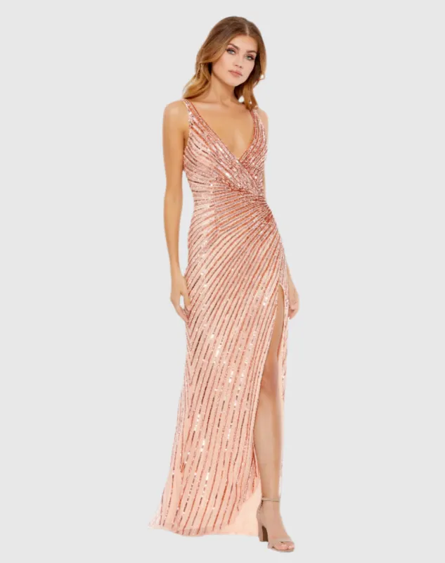 Pink Sequin A Line Gown sold by Mac Duggal