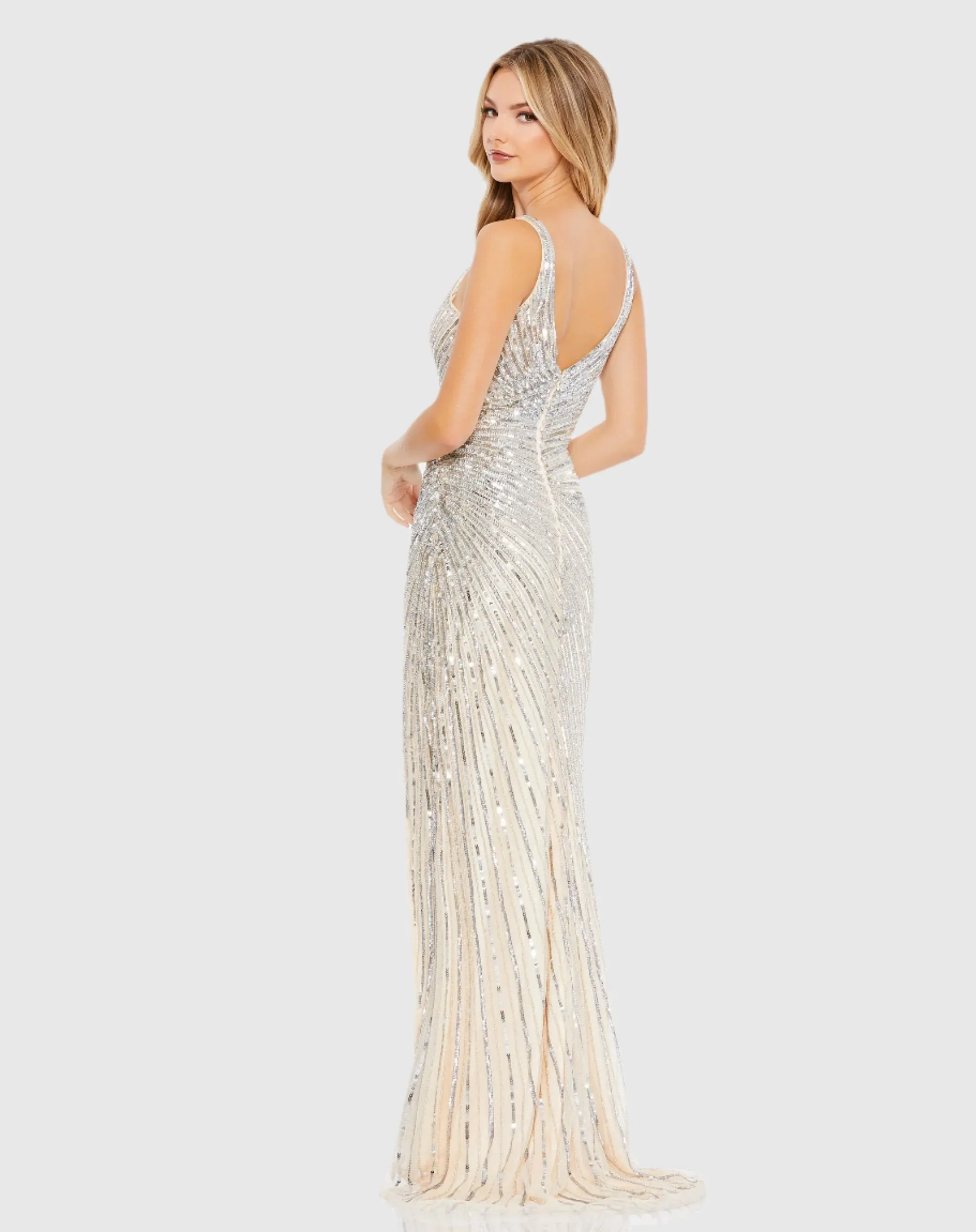 Silver Sequin A Line Gown sold by Mac Duggal product image thumbnail 3