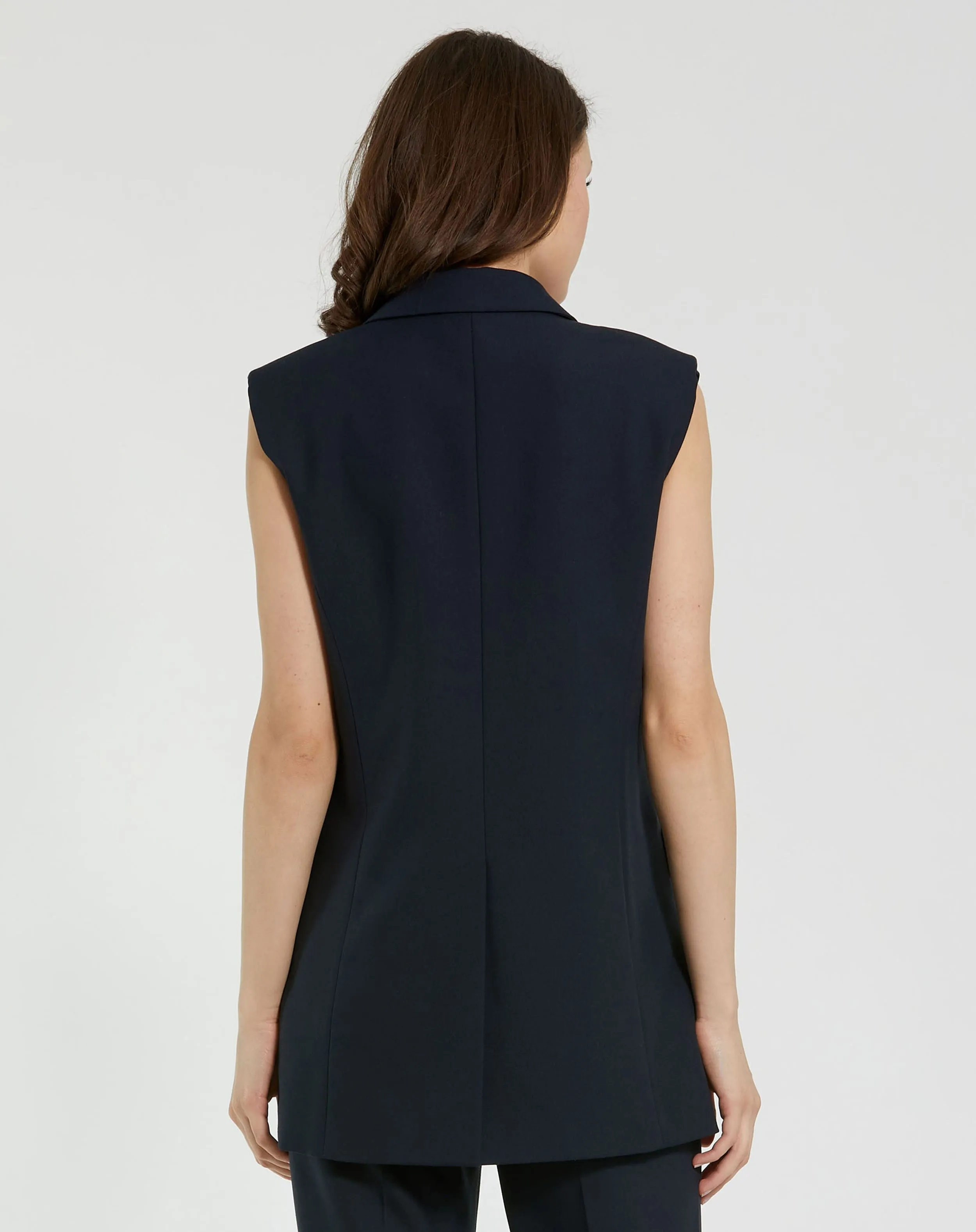 Navy Tailored Crepe Sleeveless Blazer Vest - FINAL SALE sold by Mac Duggal product image thumbnail 2