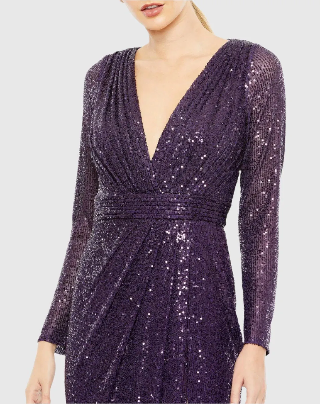 Purple Sequined Long Sleeve Gown sold by Mac Duggal product image thumbnail 2