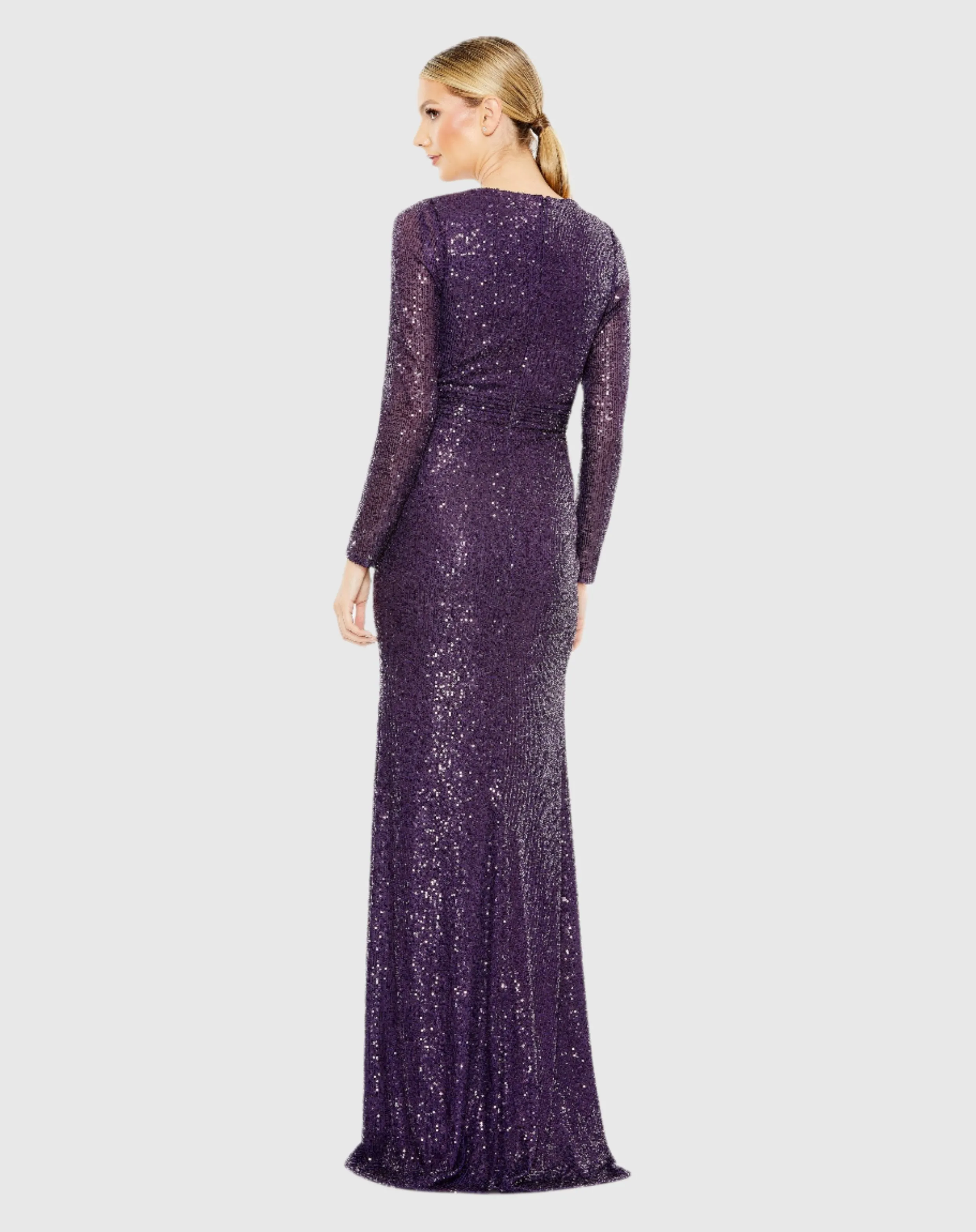 Purple Sequined Long Sleeve Gown sold by Mac Duggal product image thumbnail 3
