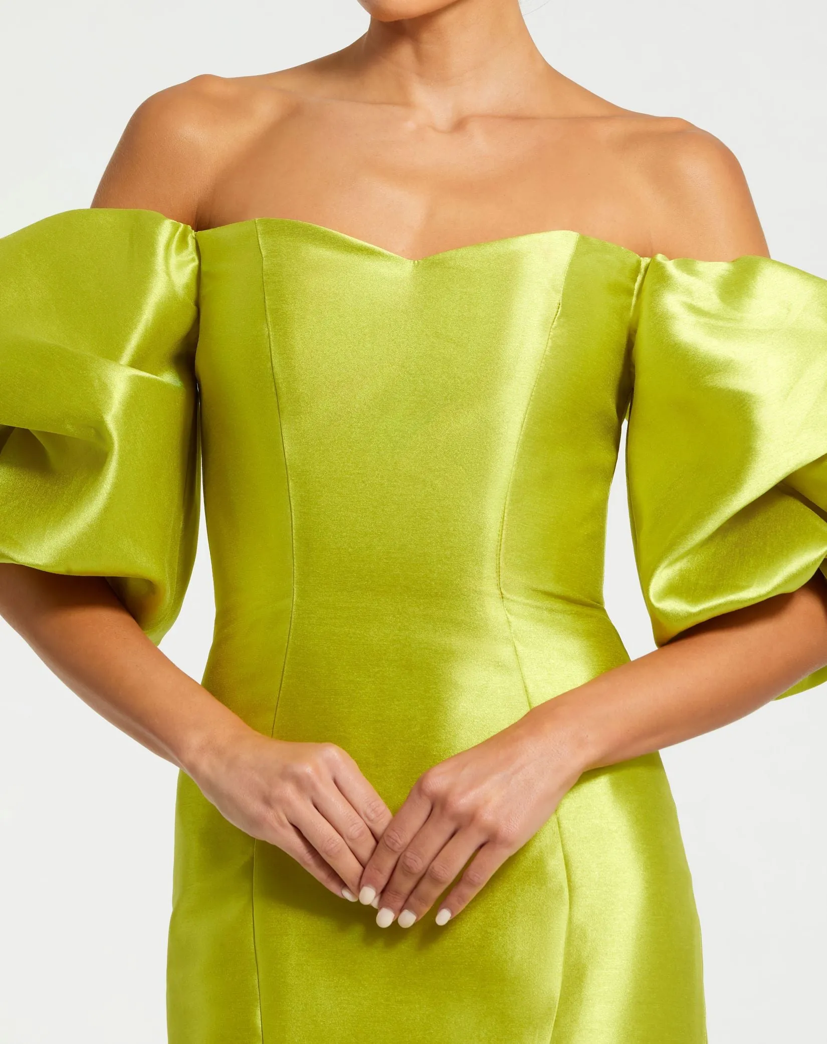 Green Sweetheart Off The Shoulder Puff Sleeve Gown sold by Mac Duggal product image thumbnail 2