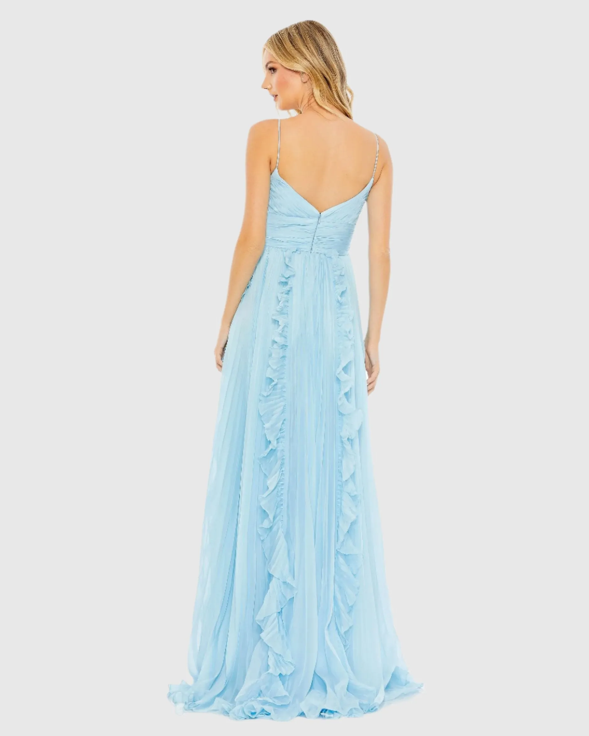 Blue Pleated Sleeveless Flowy Gown sold by Mac Duggal product image thumbnail 3