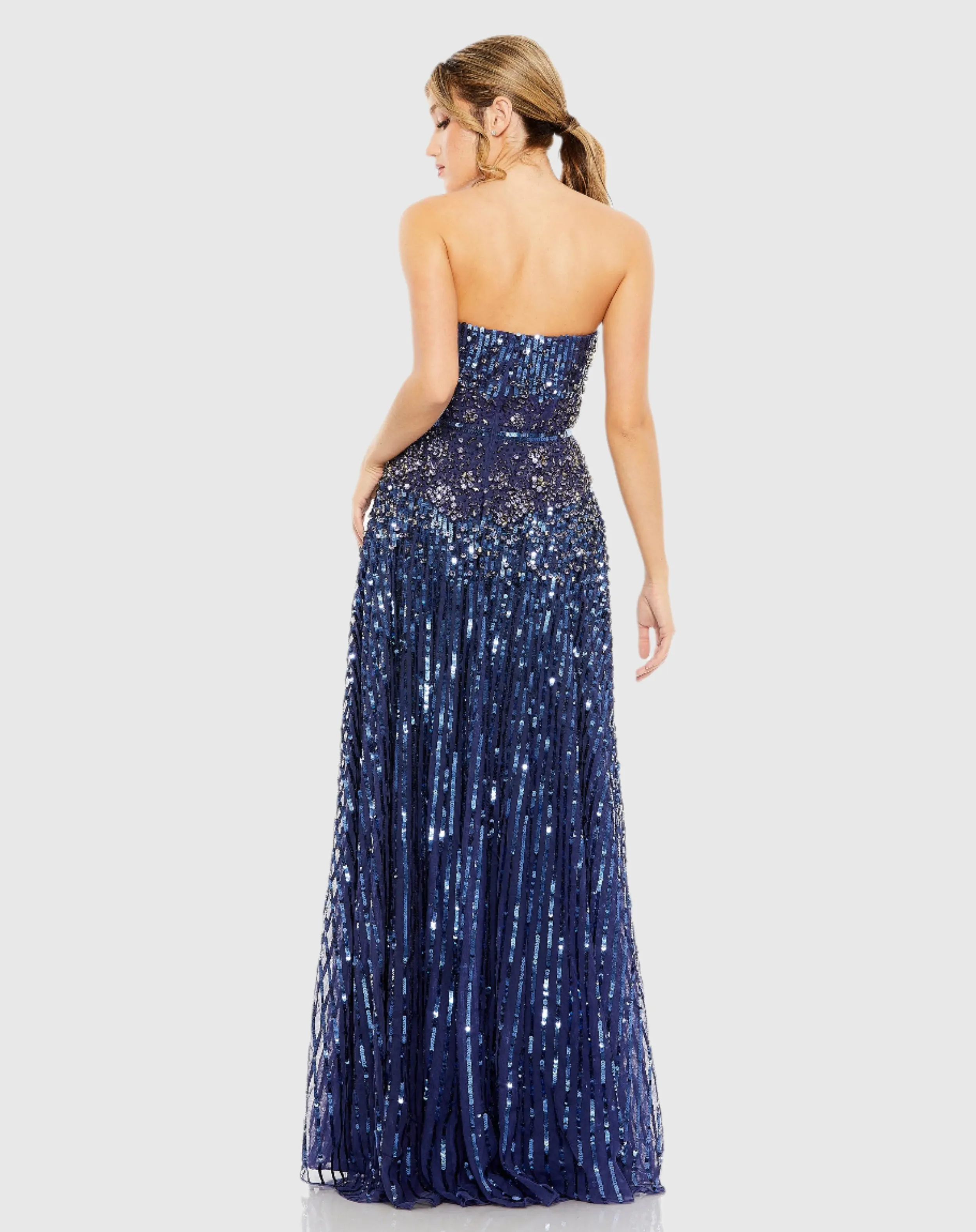 Navy Strapless Hand Embellished Beaded A Line Gown - FINAL SALE sold by Mac Duggal product image thumbnail 3