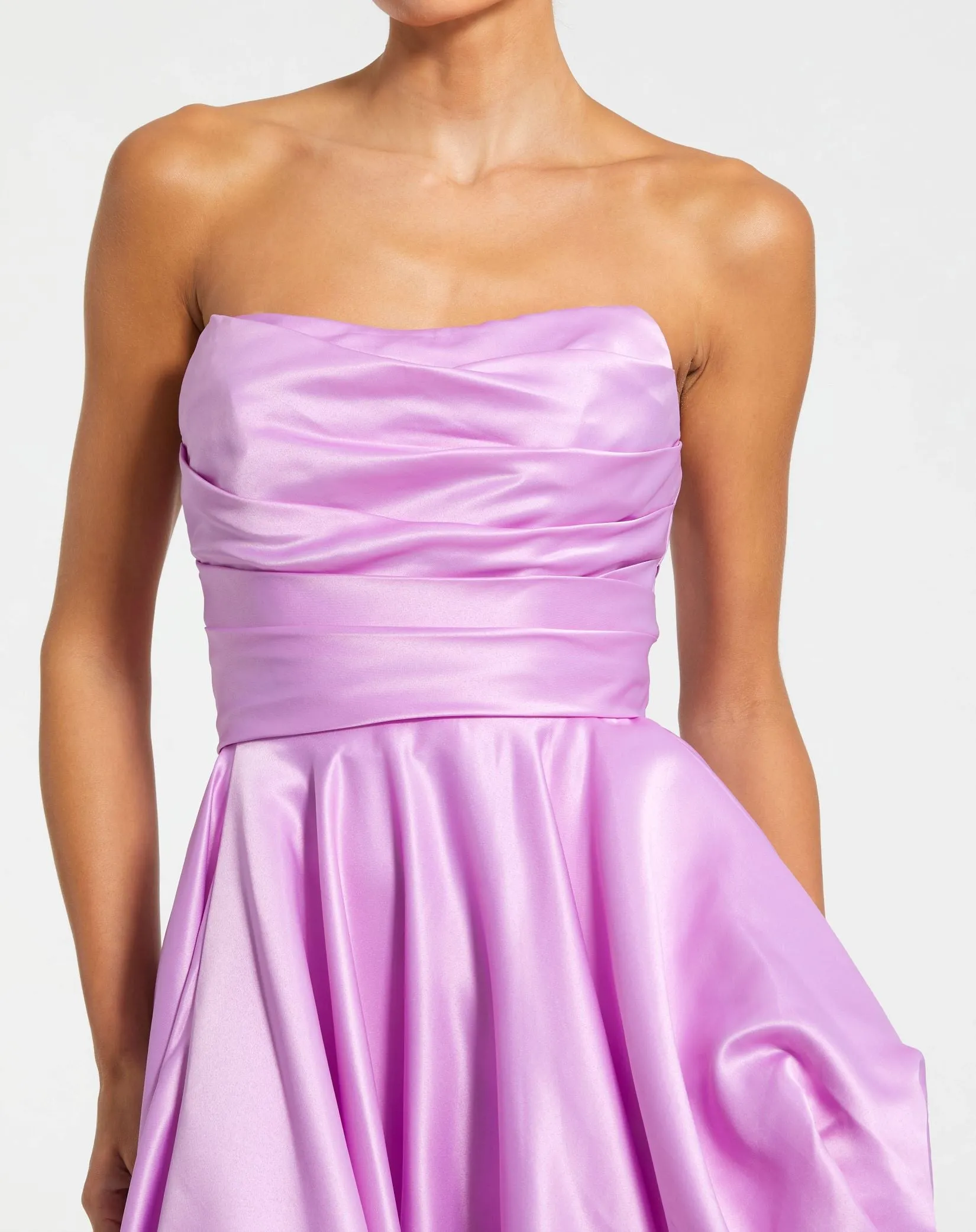 Purple Strapless Ruched High Low Gown sold by Mac Duggal product image thumbnail 2