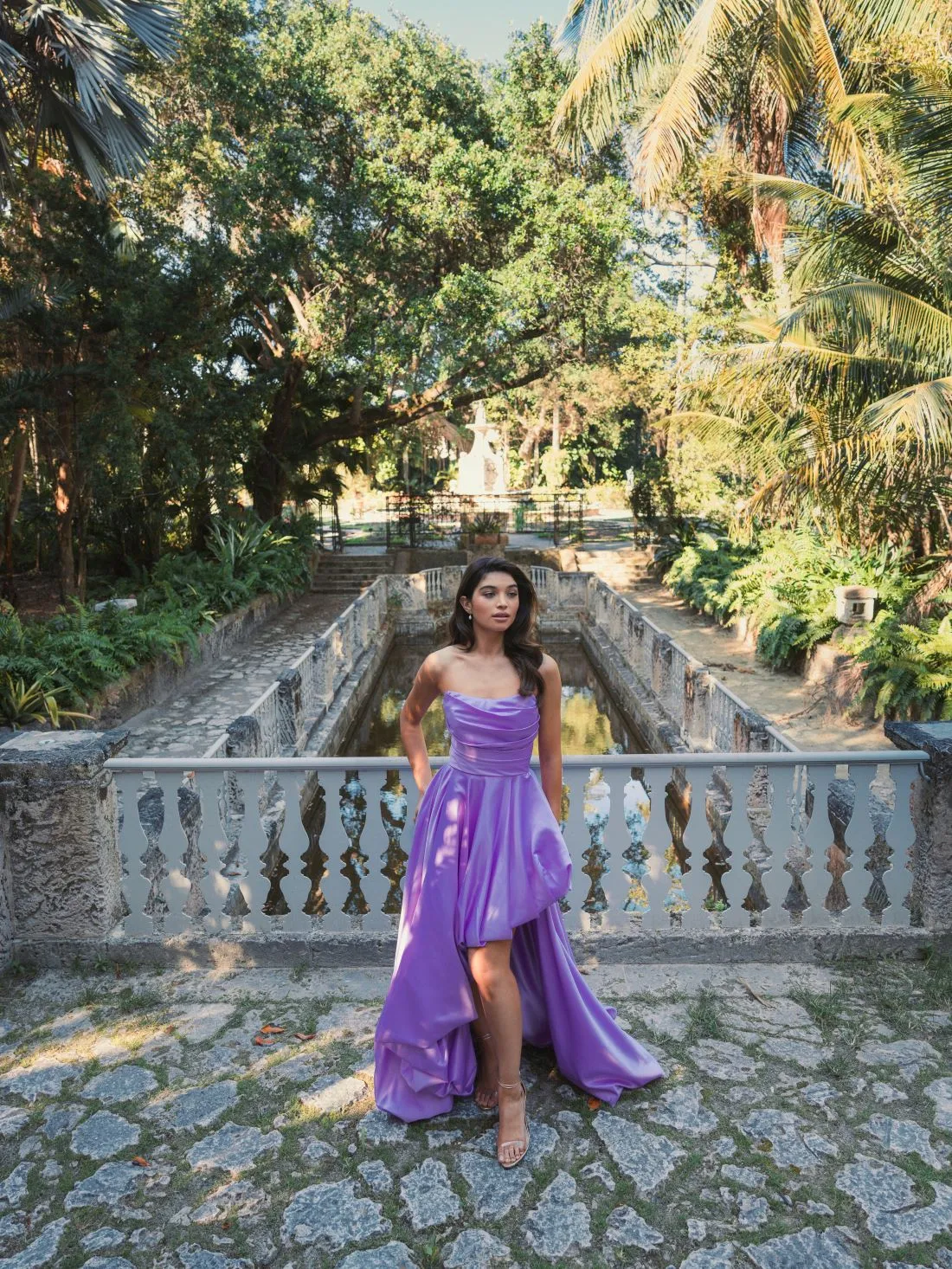 Purple Strapless Ruched High Low Gown sold by Mac Duggal product image thumbnail 5