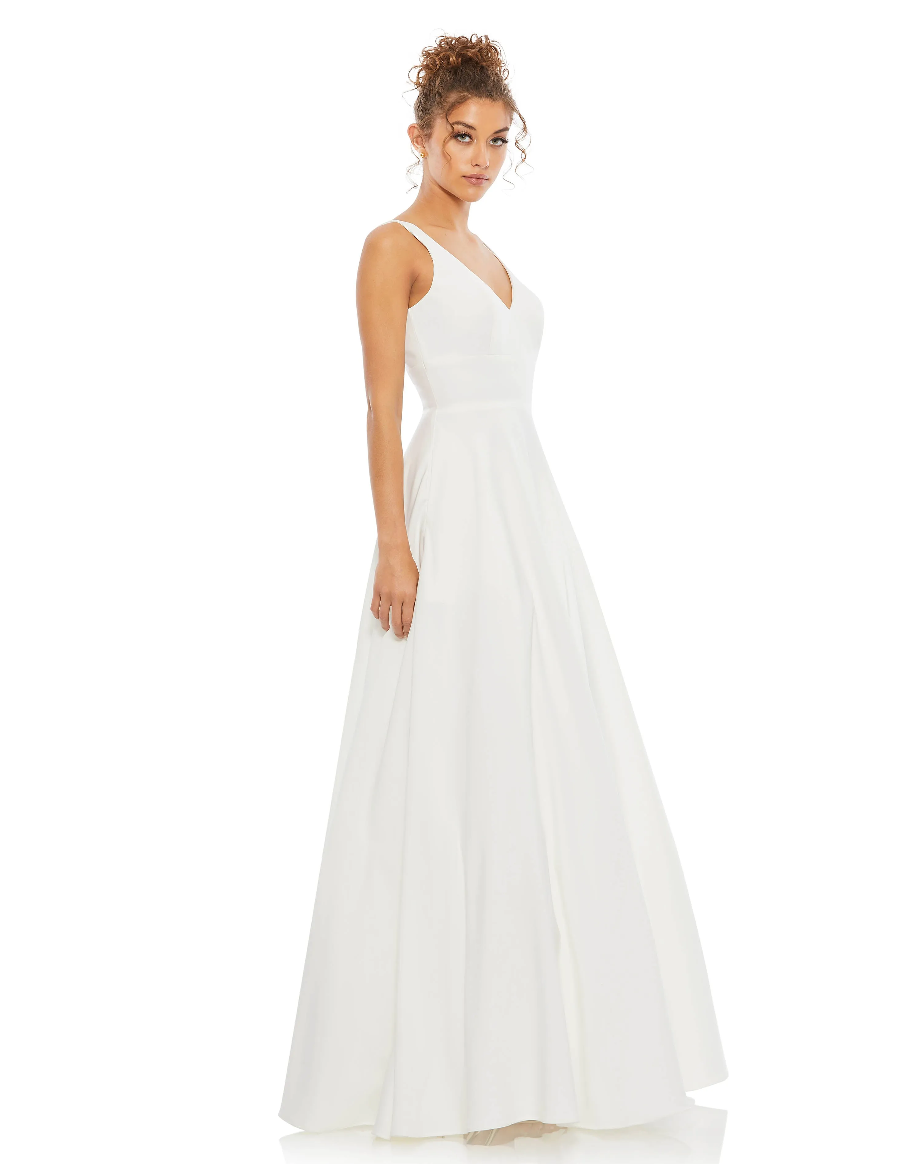 White Classic Sleeveless A-Line Gown with Pockets sold by Mac Duggal product image thumbnail 3