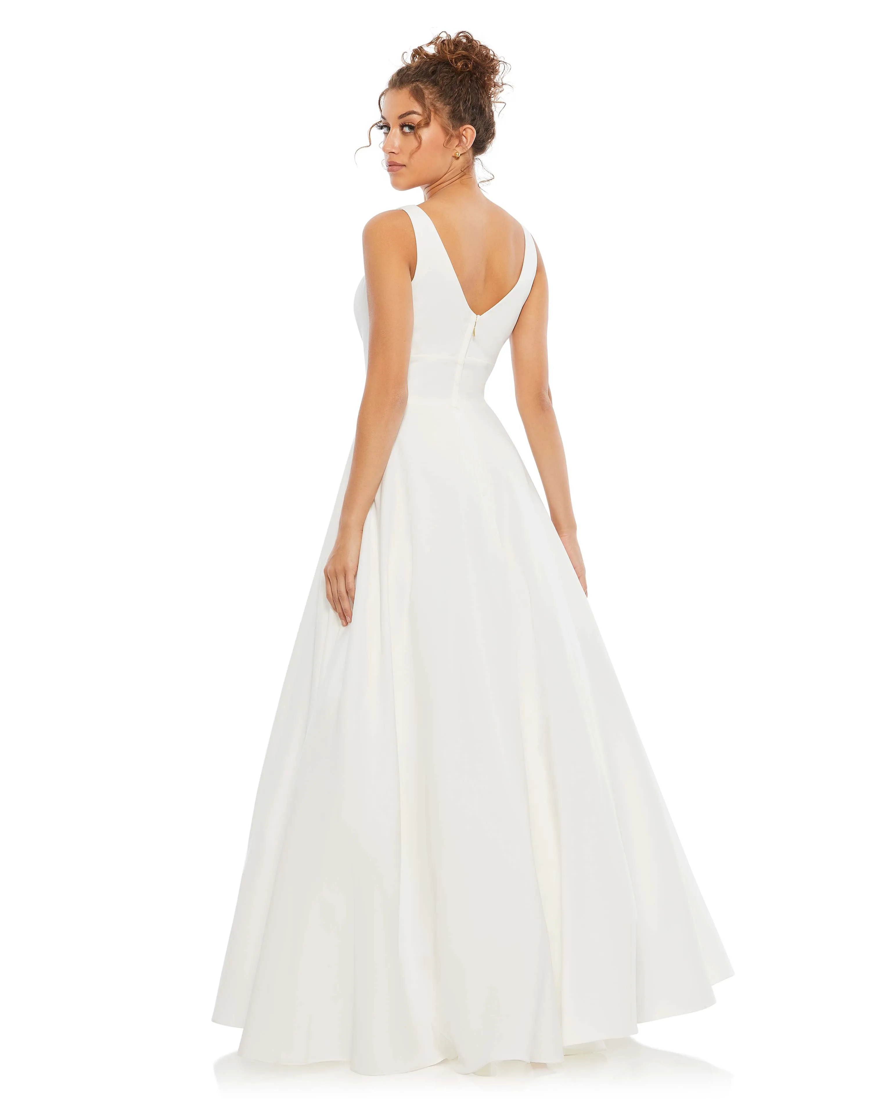 White Classic Sleeveless A-Line Gown with Pockets sold by Mac Duggal product image thumbnail 4