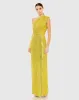 Yellow Sequined Ruched One Shoulder Gown sold by Mac Duggal
