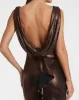 Brown Metallic Jersey Cowl Back Column Gown sold by Mac Duggal