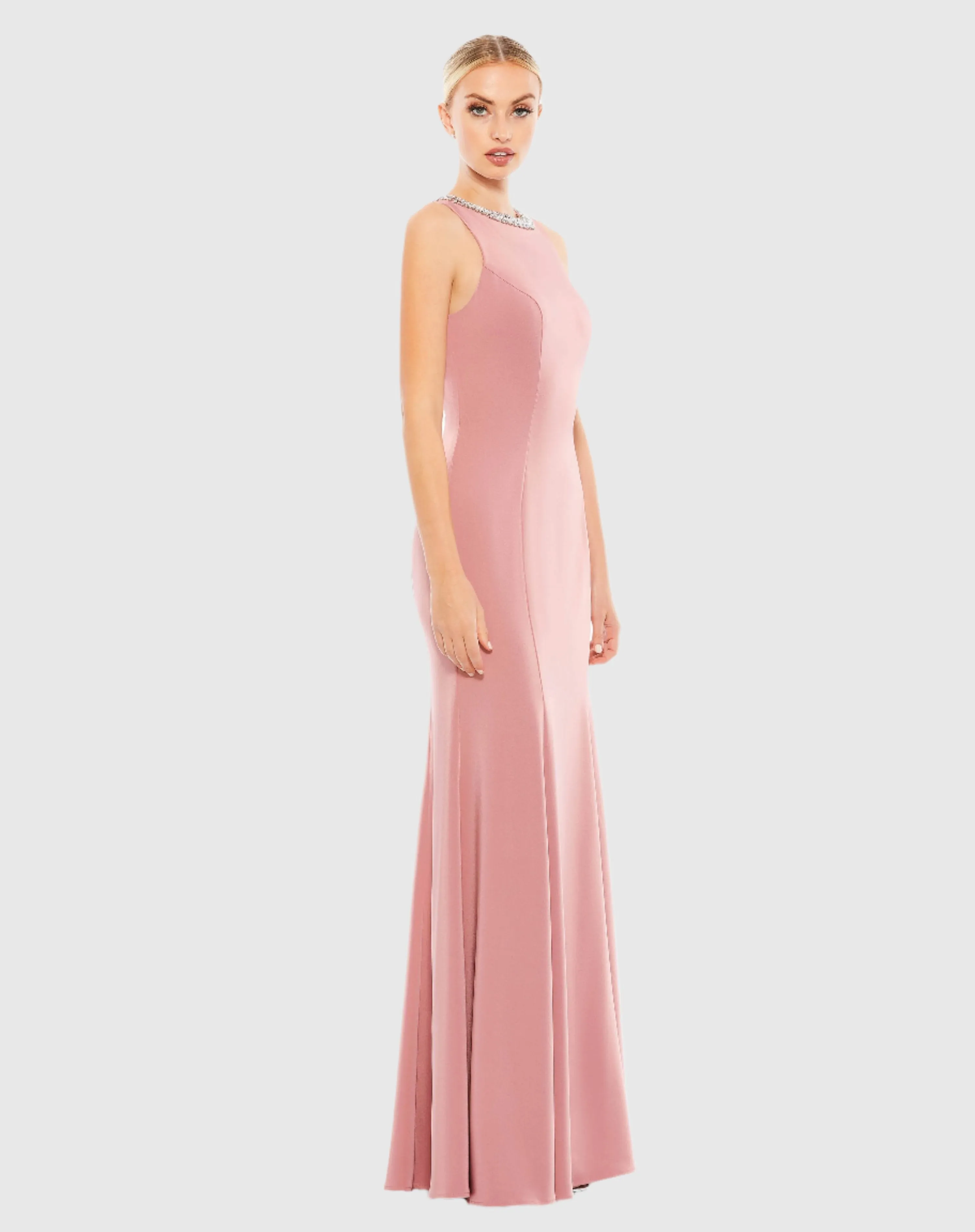 Pink Embellished Neck Trumpet Gown sold by Mac Duggal product image thumbnail 4