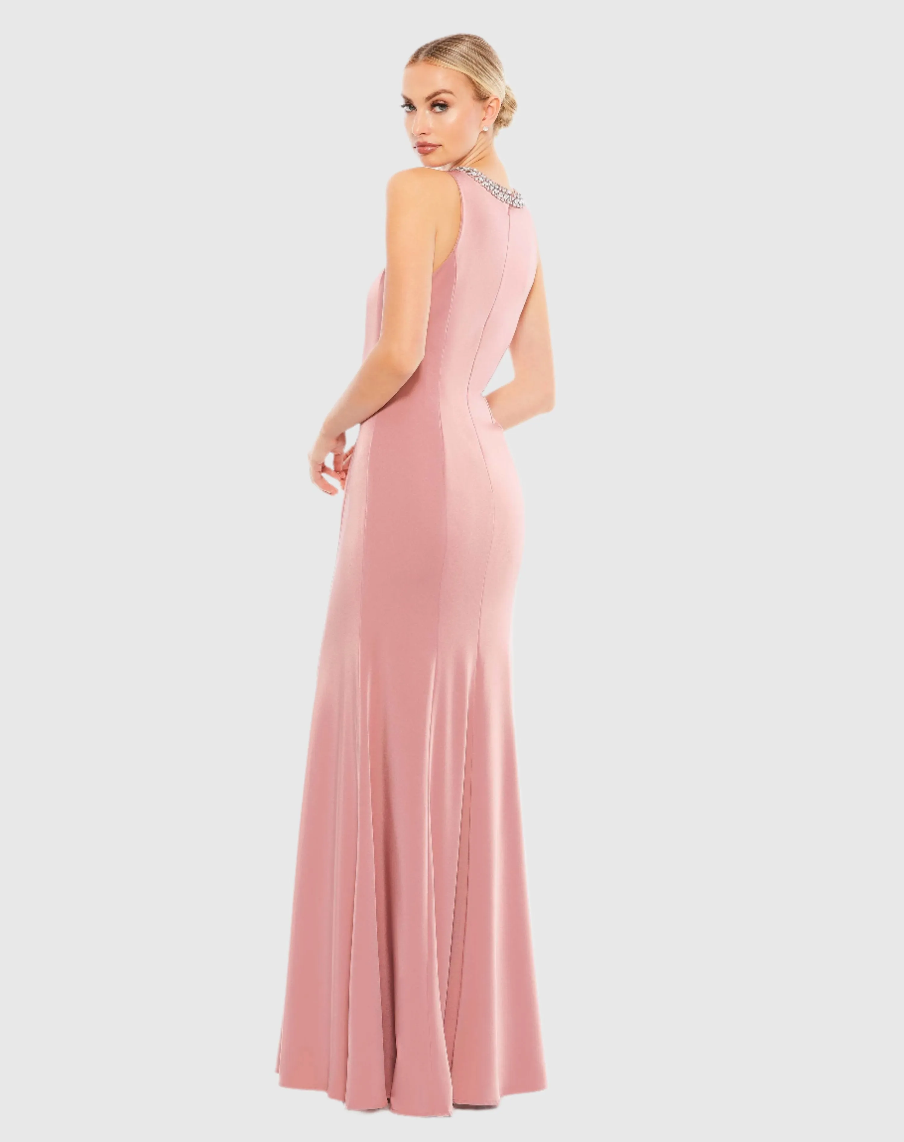 Pink Embellished Neck Trumpet Gown sold by Mac Duggal product image thumbnail 3