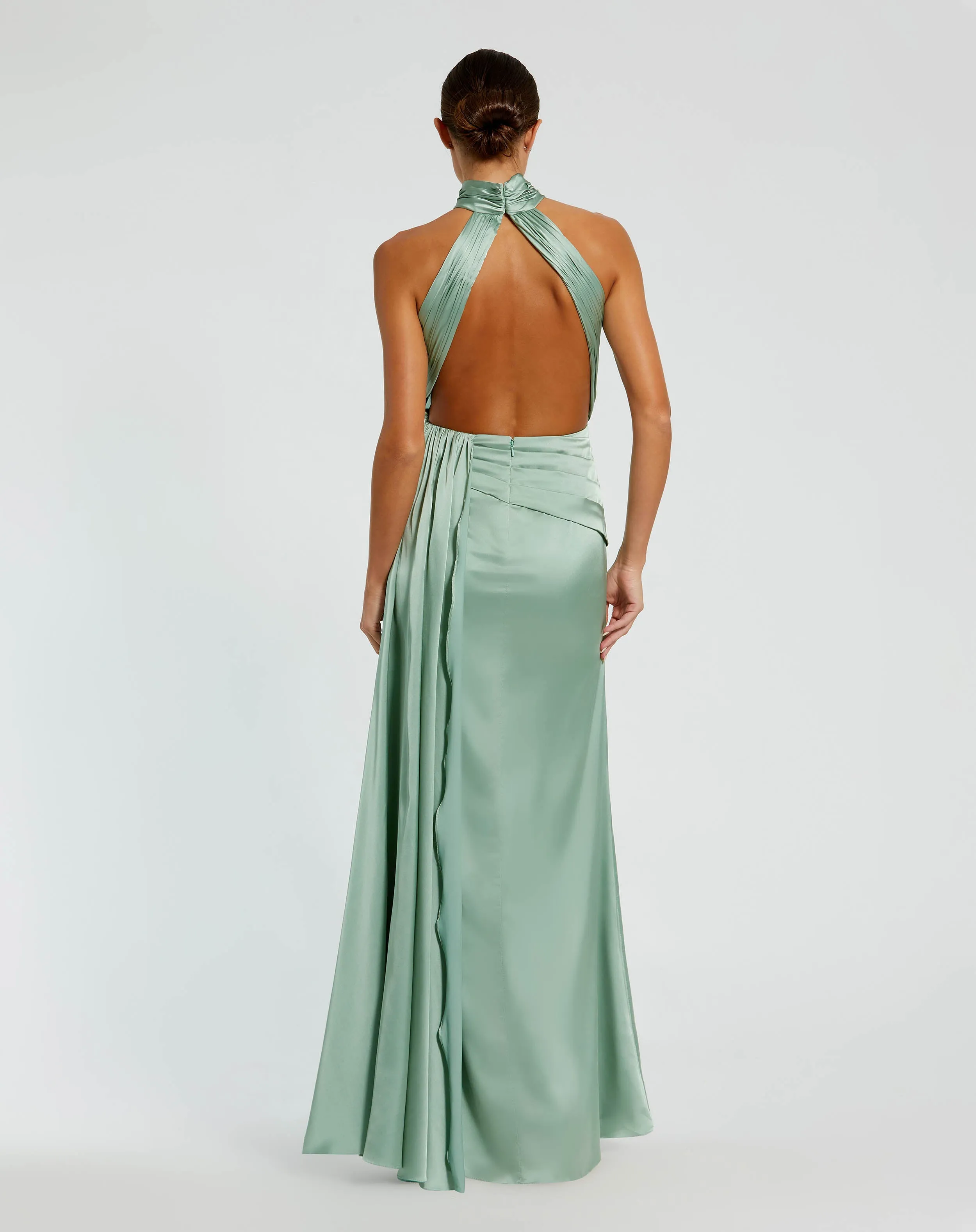 Green Open Back High Neck Side Ruched Gown sold by Mac Duggal product image thumbnail 3
