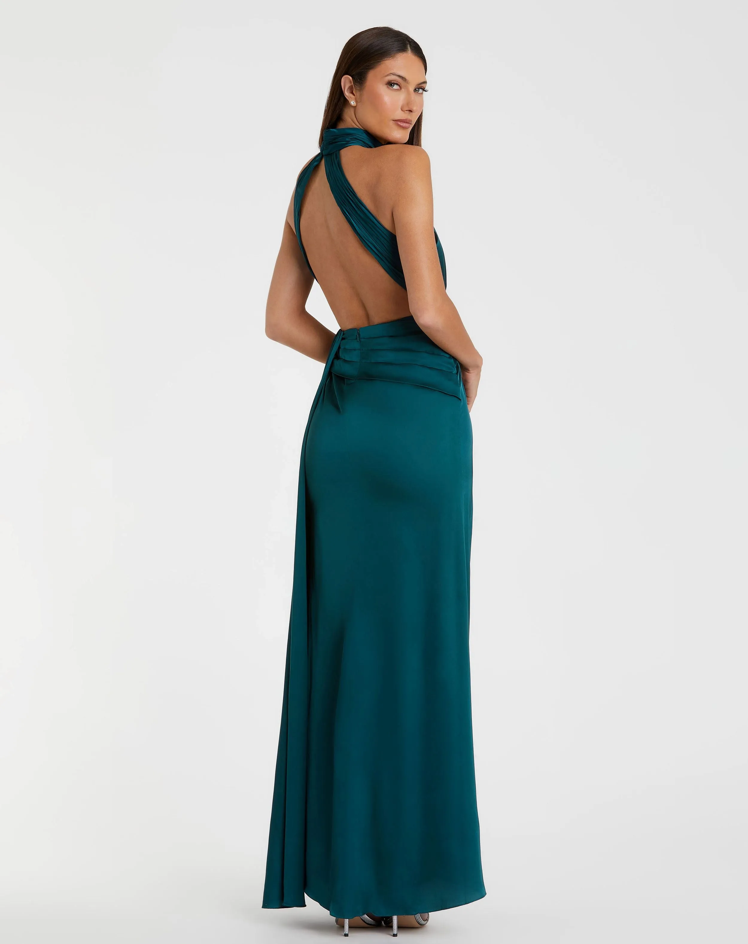 Blue Open Back High Neck Side Ruched Gown sold by Mac Duggal product image thumbnail 3