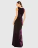 Purple Velvet Pleated Sleeveless Plunge Neckline Gown sold by Mac Duggal