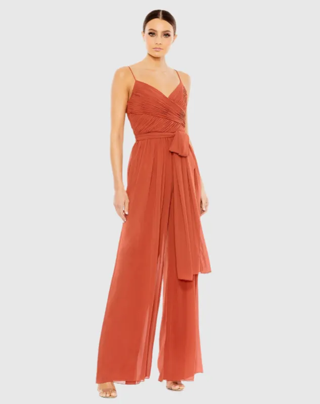 Ruched Sleeveless Tie Jumpsuit sold by Mac Duggal