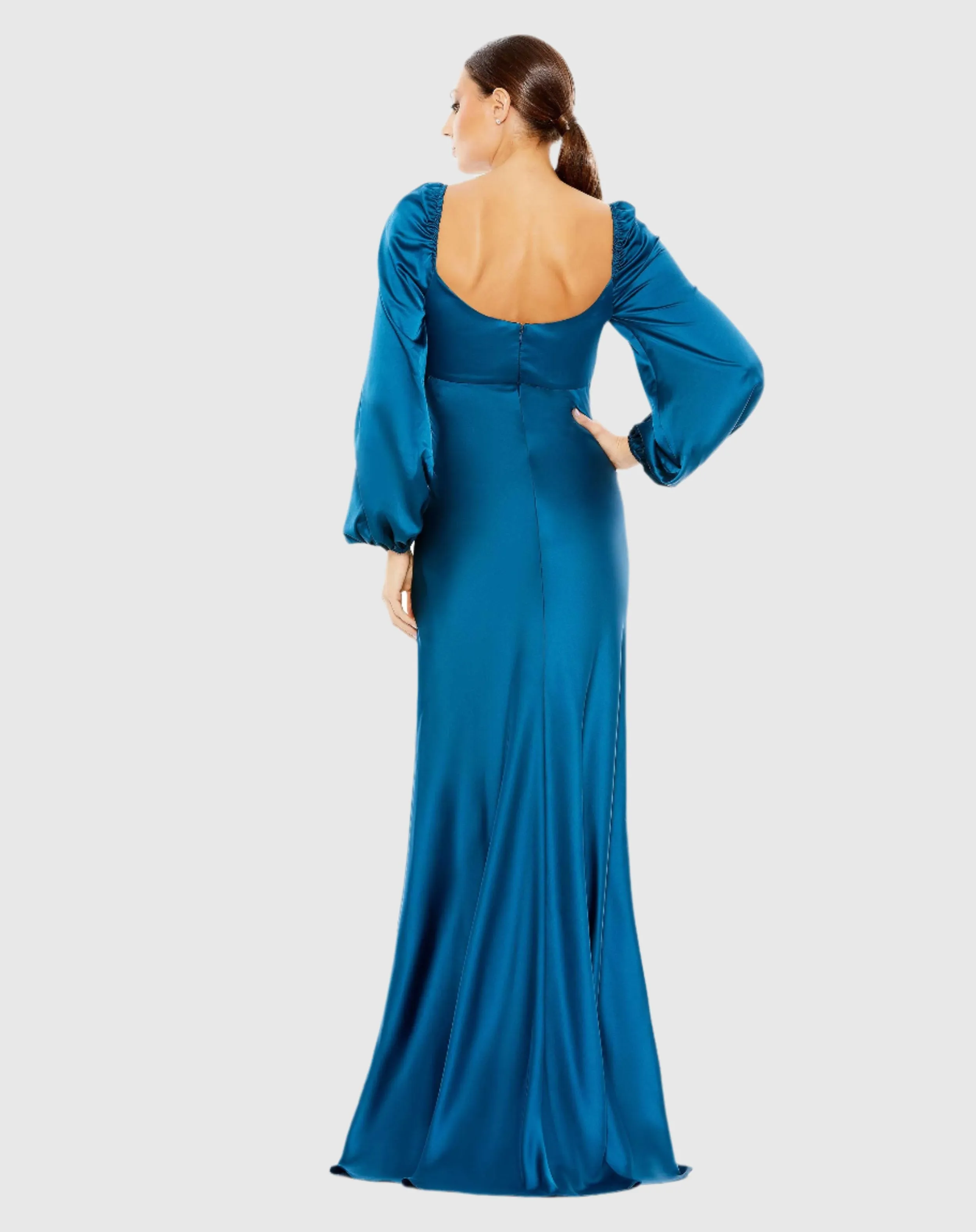 Blue Sweetheart Neckline Puff Sleeve Gown sold by Mac Duggal product image thumbnail 3