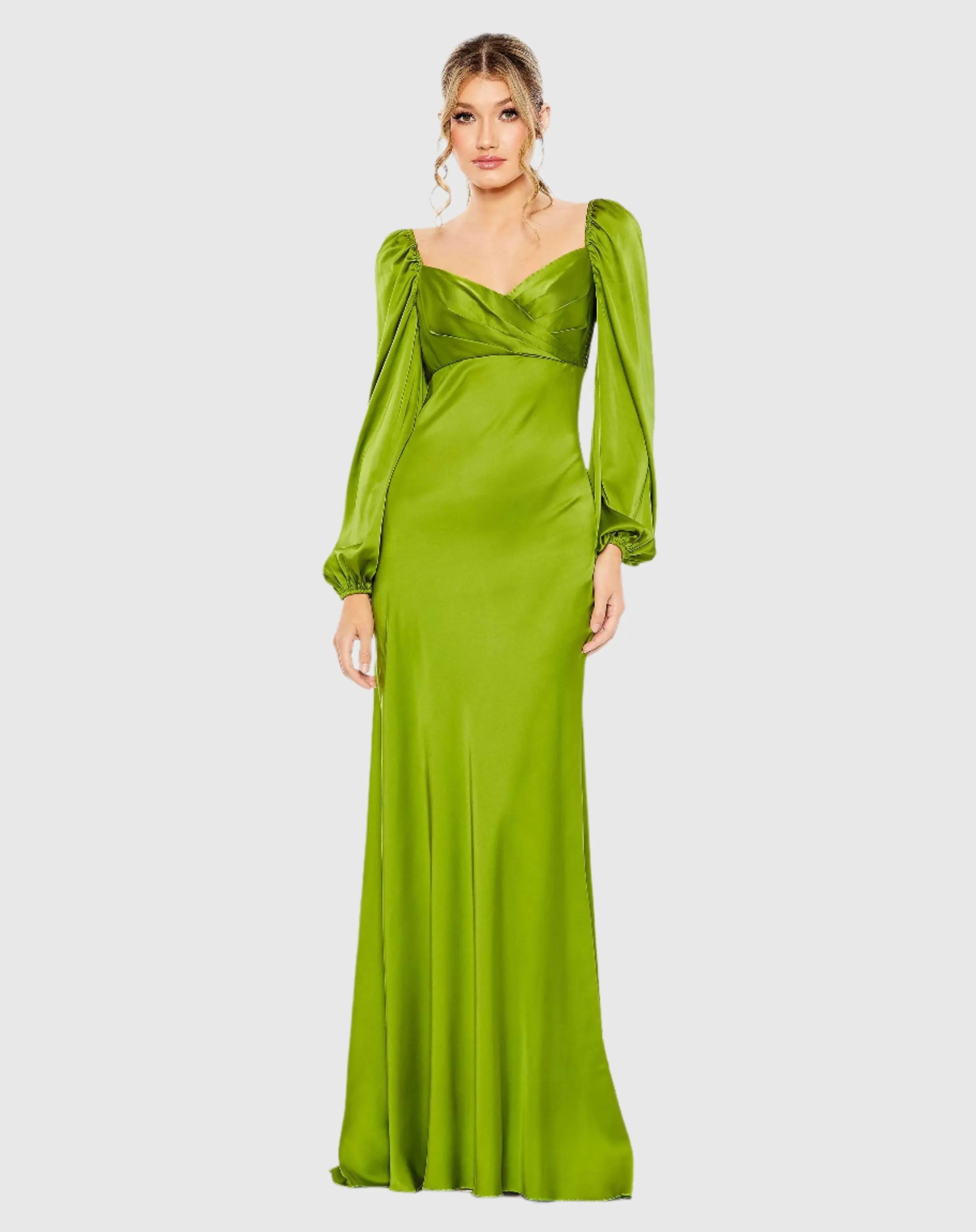 Green Sweetheart Neckline Puff Sleeve Gown sold by Mac Duggal