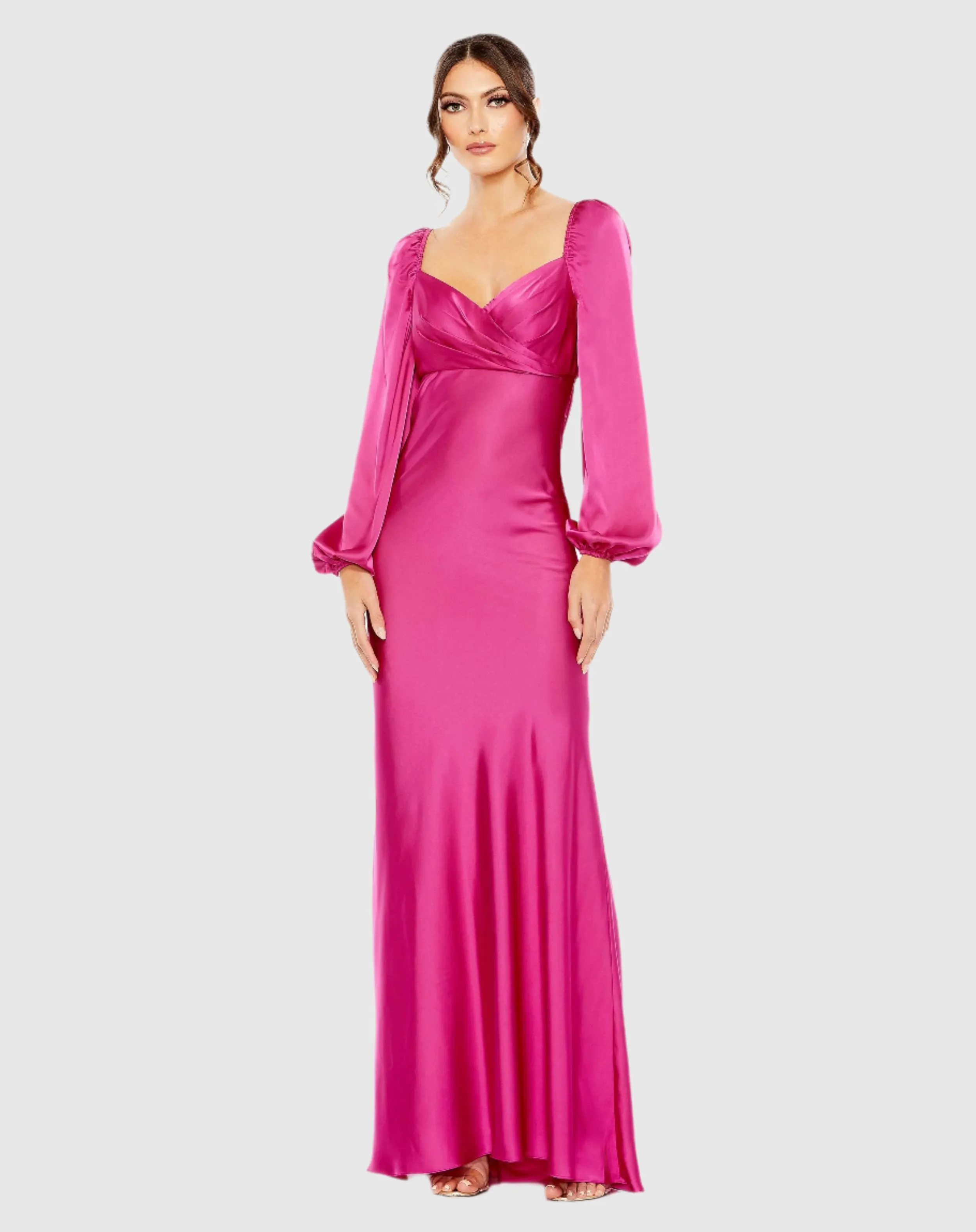 Pink Sweetheart Neckline Puff Sleeve Gown sold by Mac Duggal